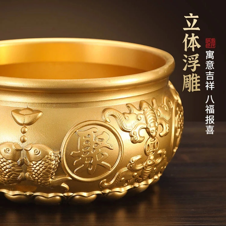 【八福报喜】大号黄铜聚宝盆