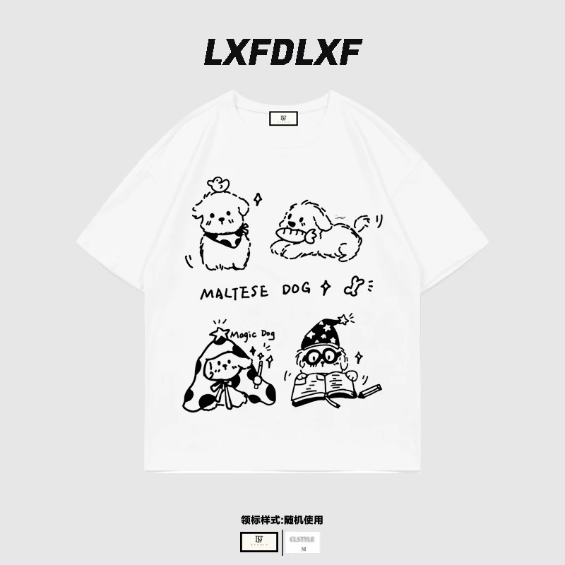 LXFDLXF 宽松版型 男女同款直喷工艺 美式短袖t恤情侣2025