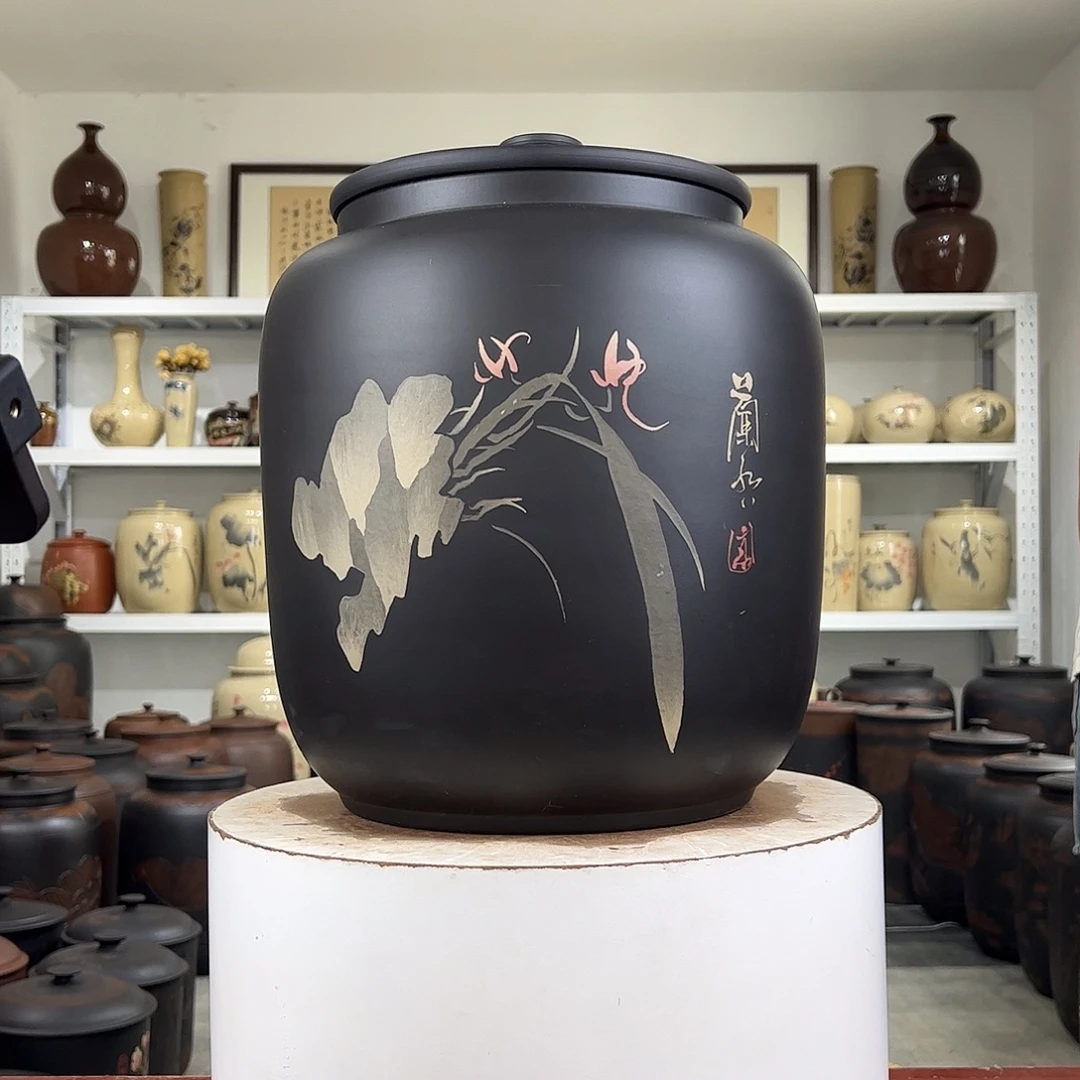 15饼茶缸纯手工阴刻阳填