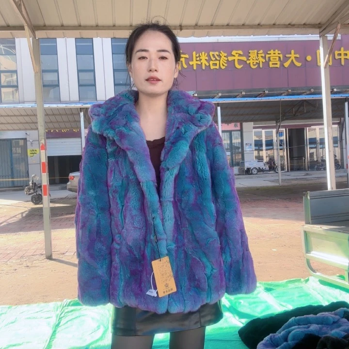 金**叶炫彩蓝短款连帽xxxl