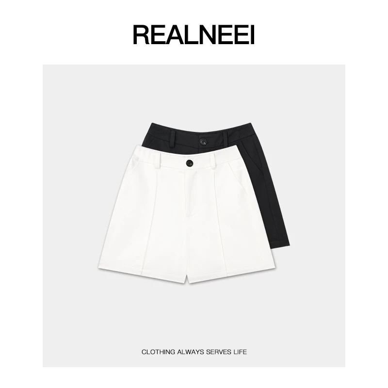 REALNEEI【自在时刻】老钱极简莱赛尔棉感松弛感显瘦纯色短裤01269