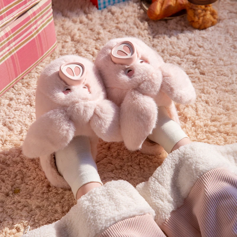 可爱飞天小猪棉拖鞋女款2025冬季新款加绒保暖厚底防滑不臭脚拖鞋