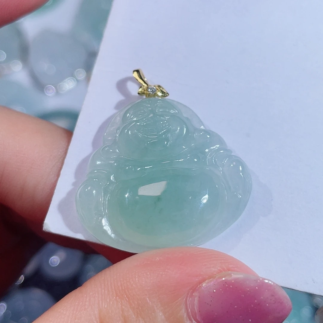 翡翠银S925镶嵌颈饰佛公