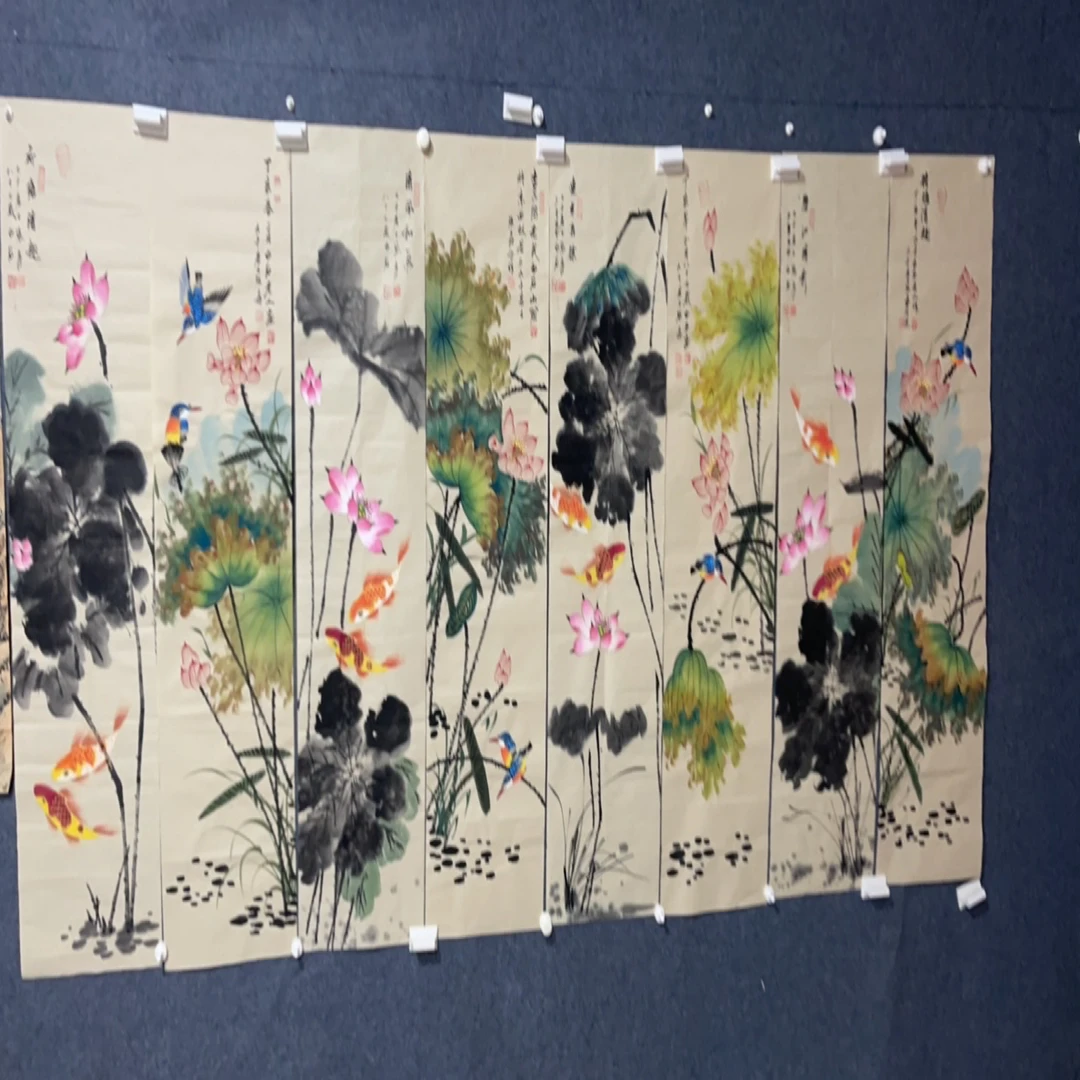 玖玖画院。 条屏花鸟