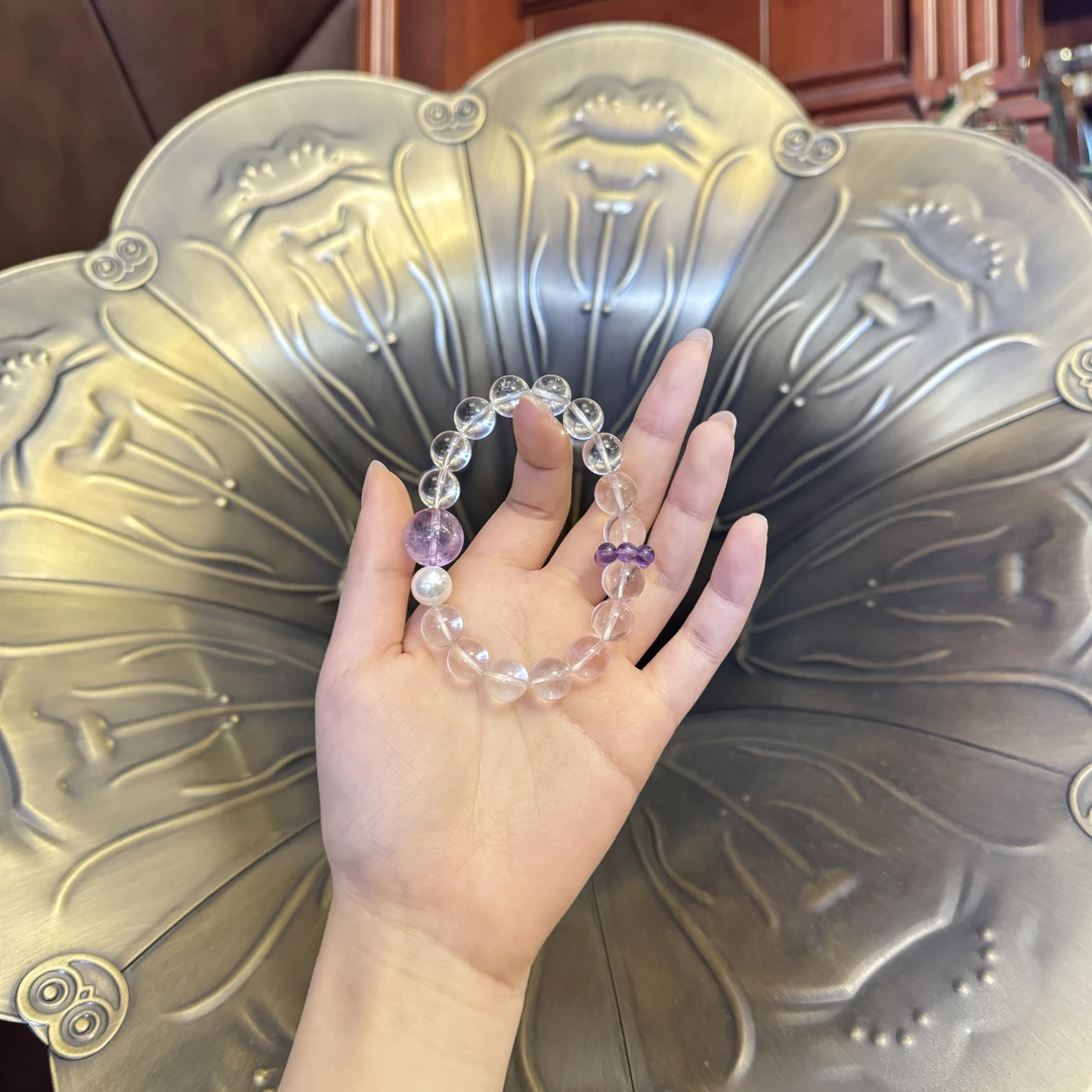 源源手作*紫冠白羽手串B1-1