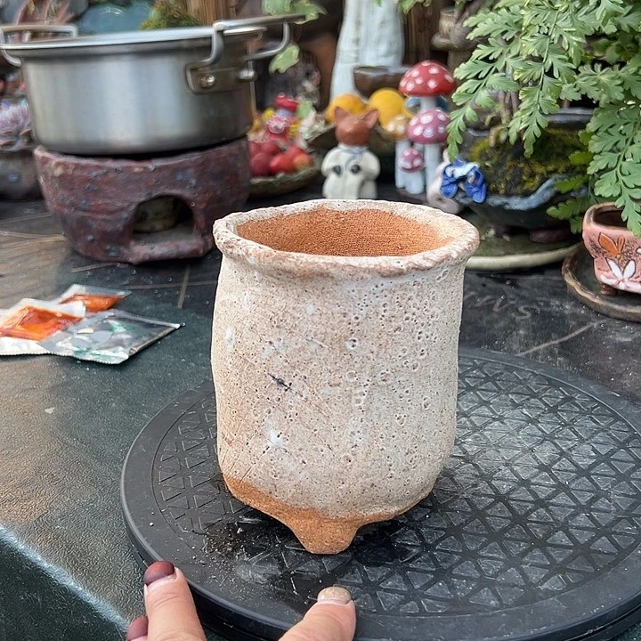 手工粗陶高温花盆