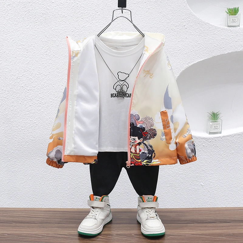 男童衣服春秋新款2025儿童连帽拉链衫中小儿童潮流外套