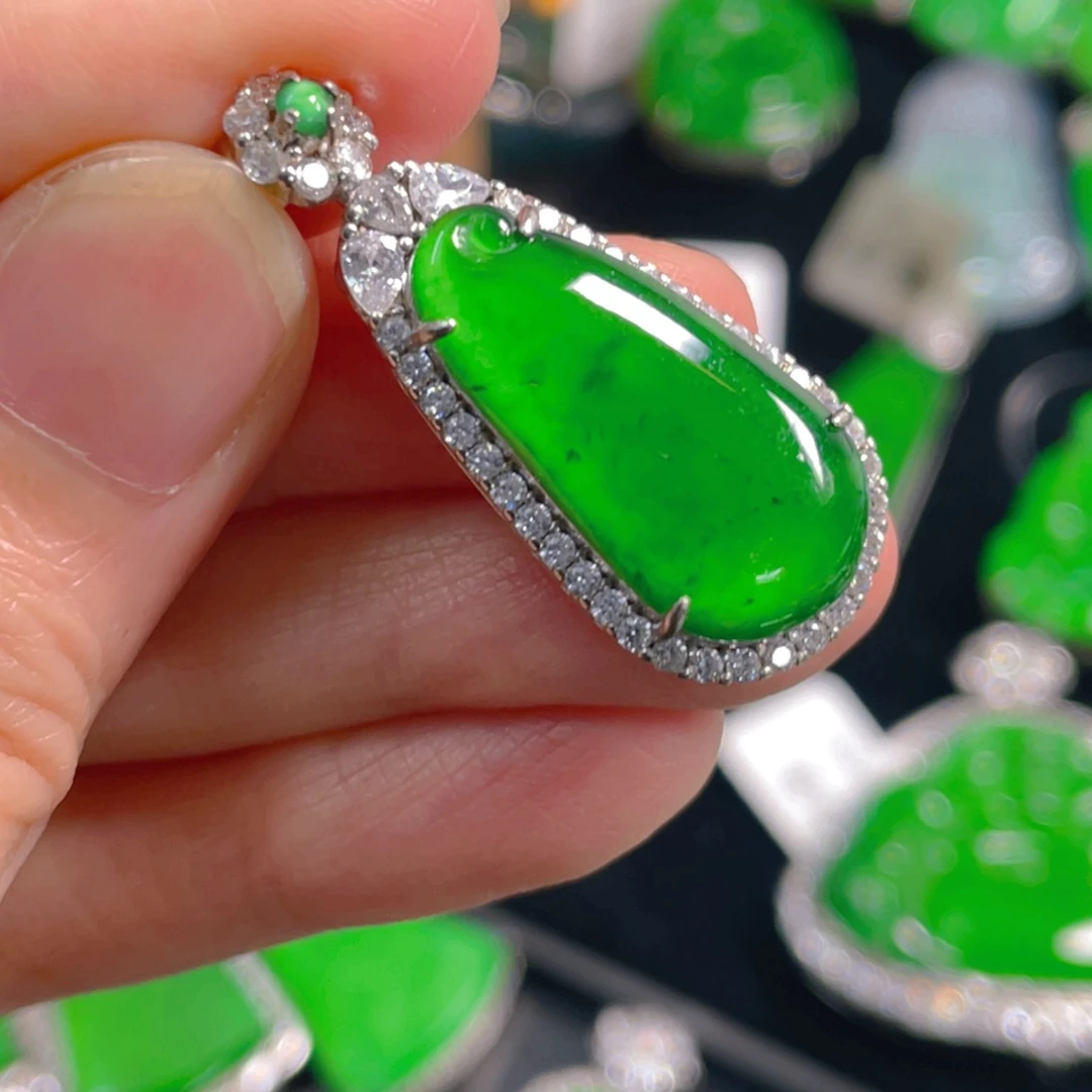 翡翠银S925镶嵌吊坠(不含链)