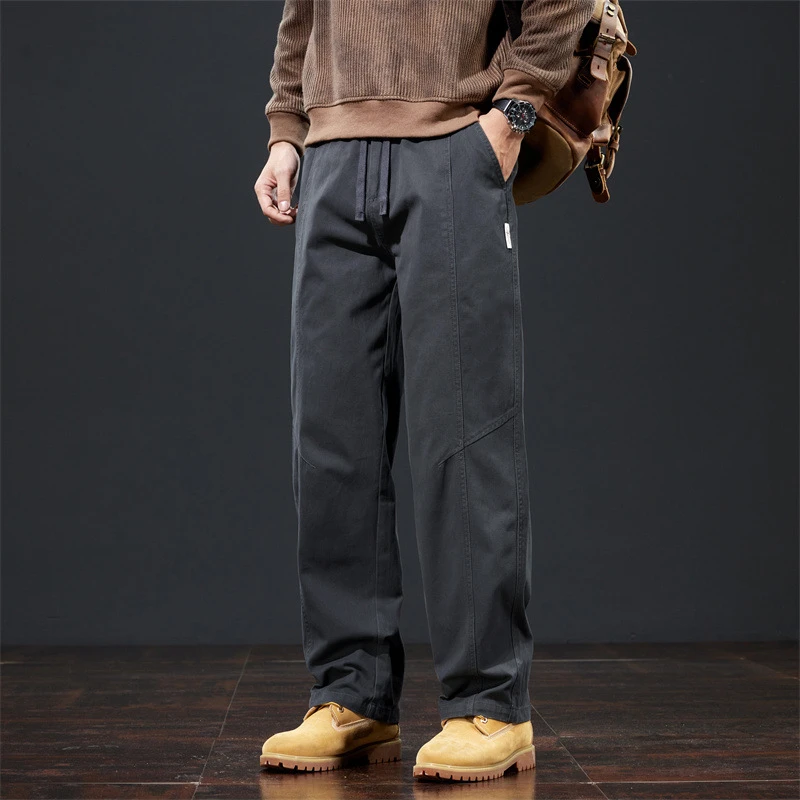 回倾美式复古宽松直筒拖地工装裤男潮牌春秋季新款