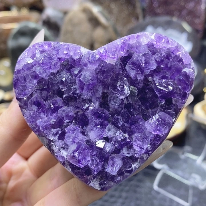 未镶嵌珠宝半成品紫晶紫晶爱心