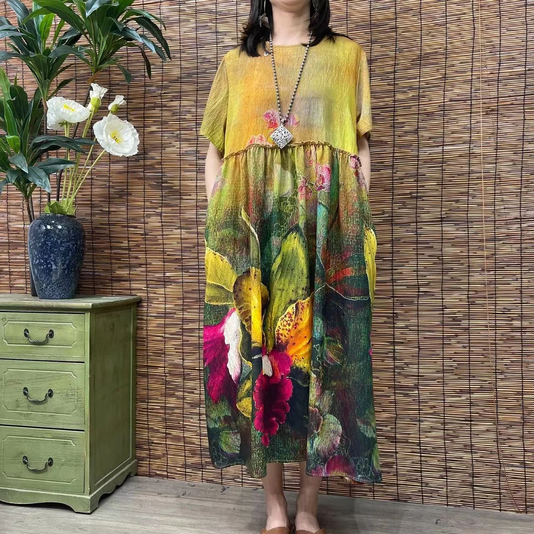 989新款春夏洋气显瘦减龄遮肉连衣裙碎花裙QZ