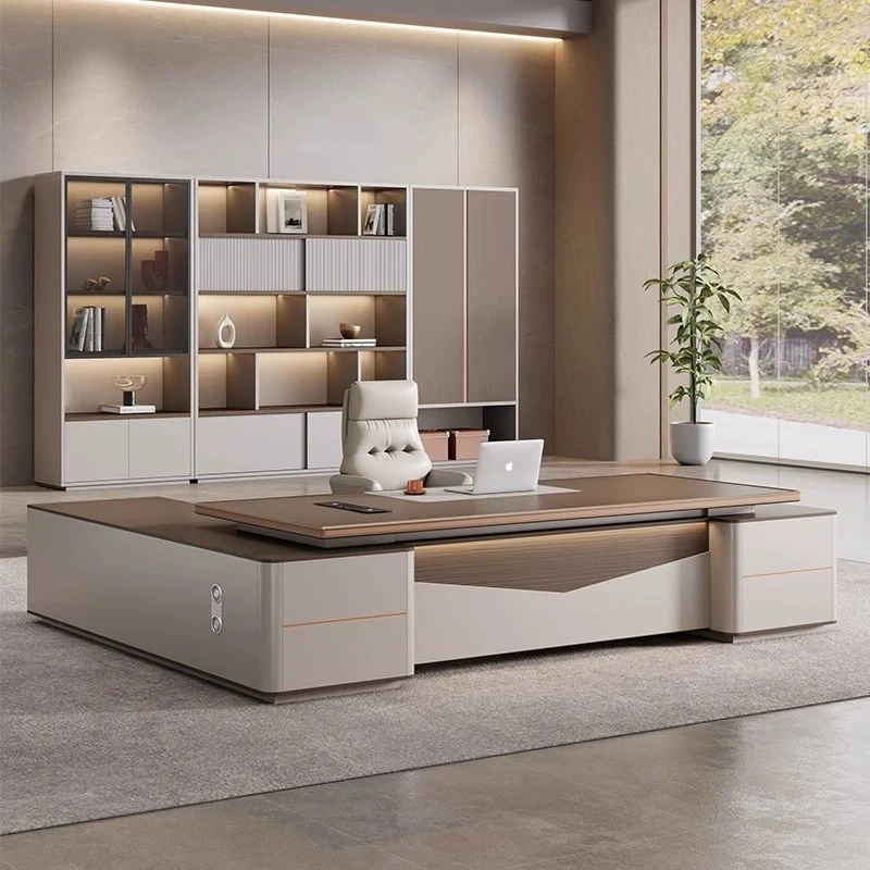 轻奢老板桌办公桌新款现代总裁经理桌子领导办公室桌椅组合大班台
