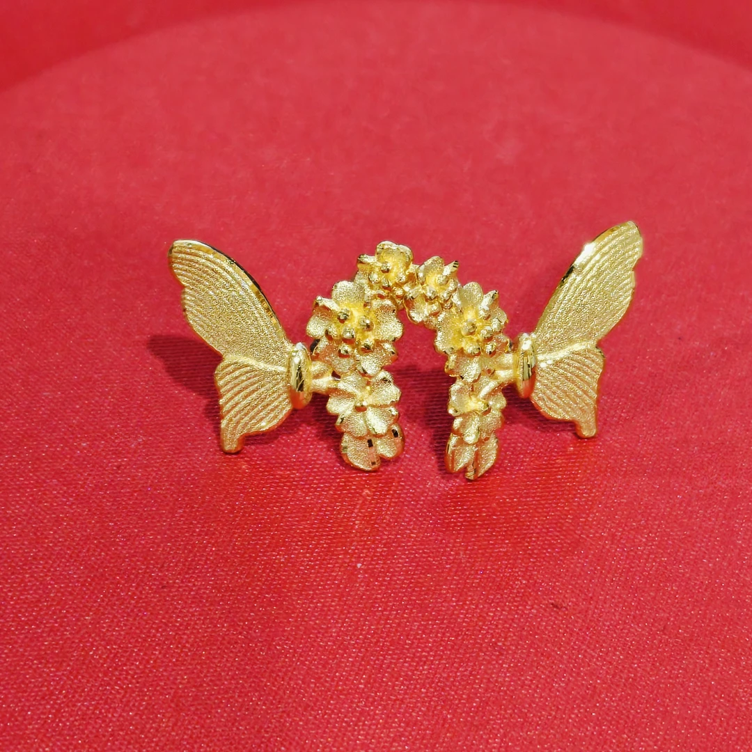 【夏夏专享】足金999饰品 蝴蝶花月耳钉 GP 2.24