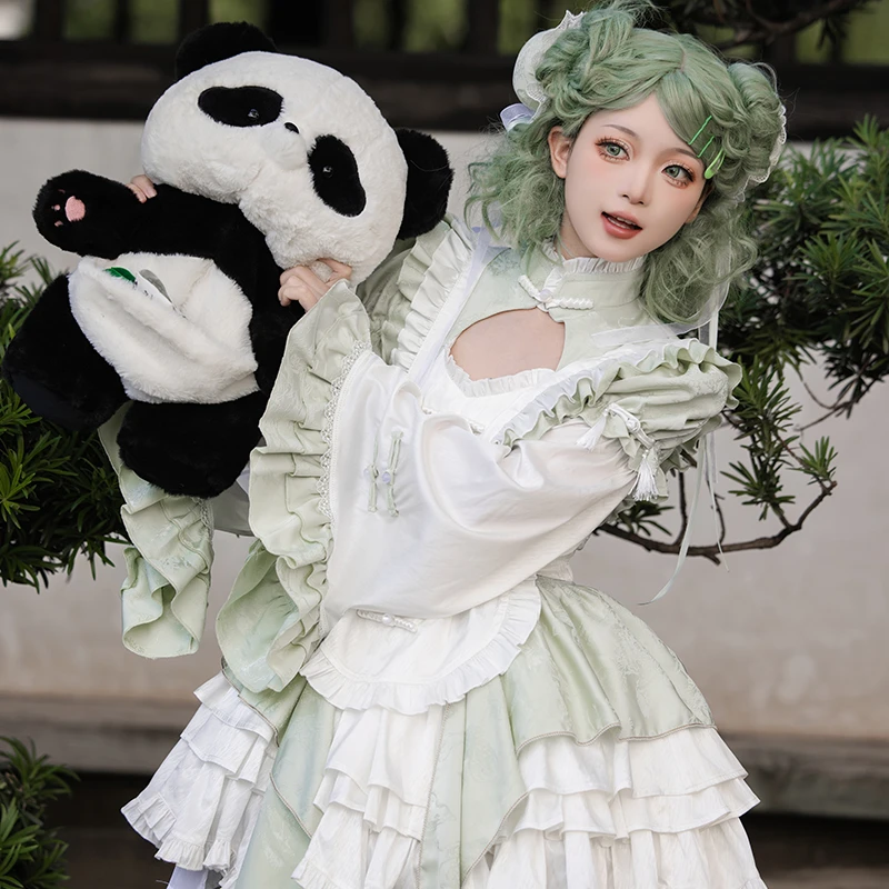 【啵啵】一曲青竹大全套lolita中华风刺绣新中式可爱围裙中华娘