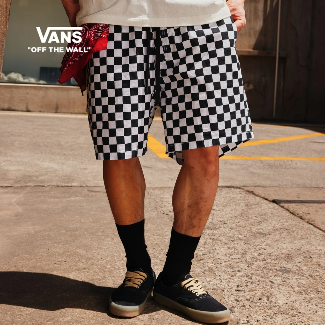 VANSVans范斯男子梭织短裤黑白棋盘格美式休闲百搭经典裤子FKD705