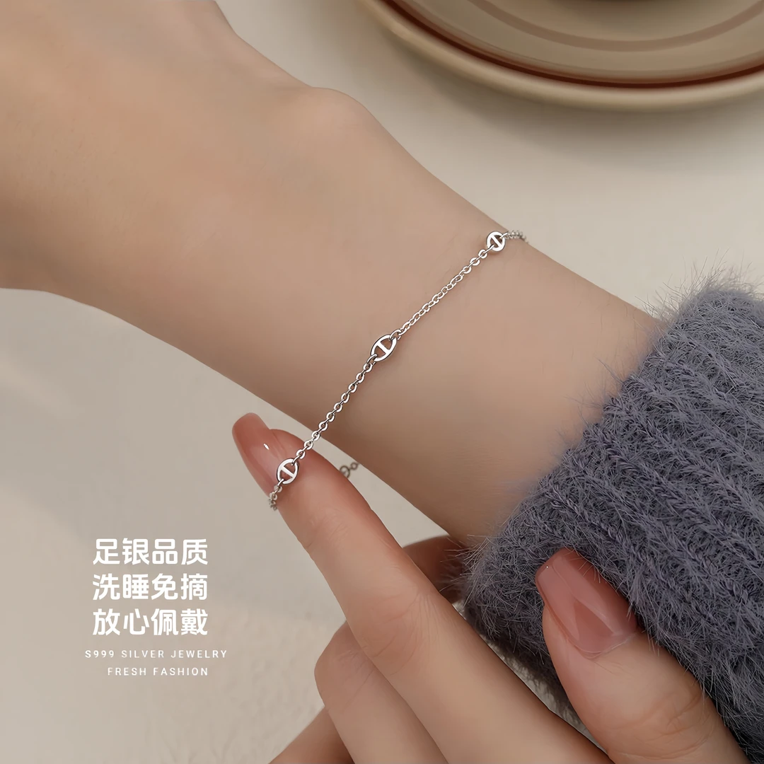 足银手链 S999足银正品手链女轻奢饰品气质百搭时尚精致小众首饰