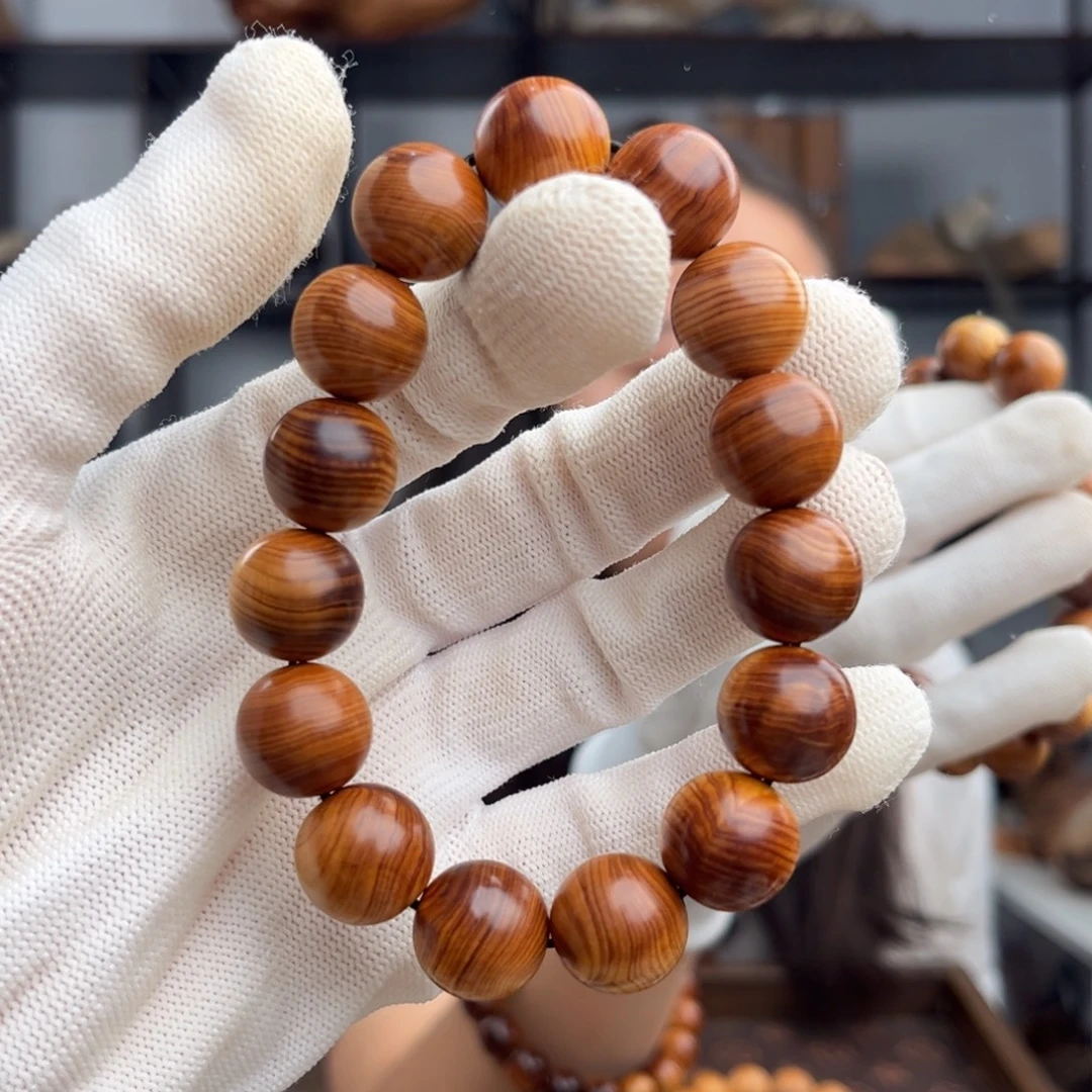 柏木（崖柏）手串/手链 红黑油乱纹1.5骨料药香23.7