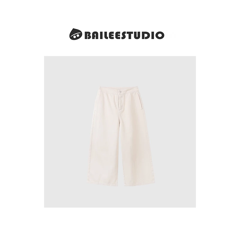 【柏栗良品】2025春季百搭休闲设计师显瘦裤子直筒裤E2695