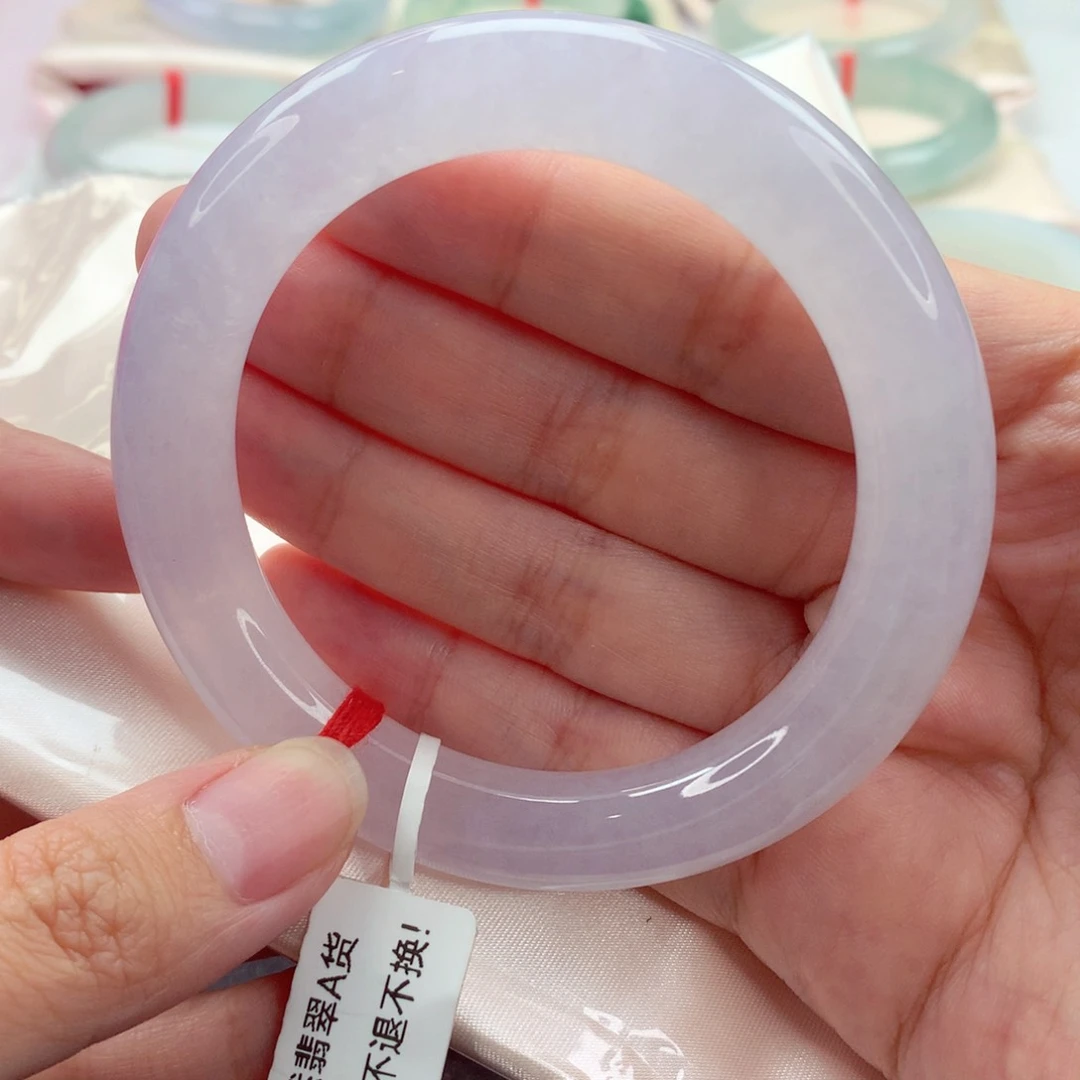 翡翠手镯（圆镯）未镶嵌冰透粉月光 喵喵