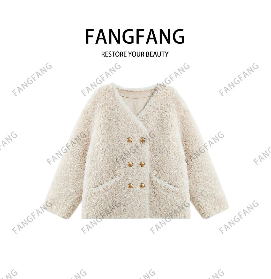 F.F新款INS风冬季女短外套百搭显贵外套羊毛真皮女款890