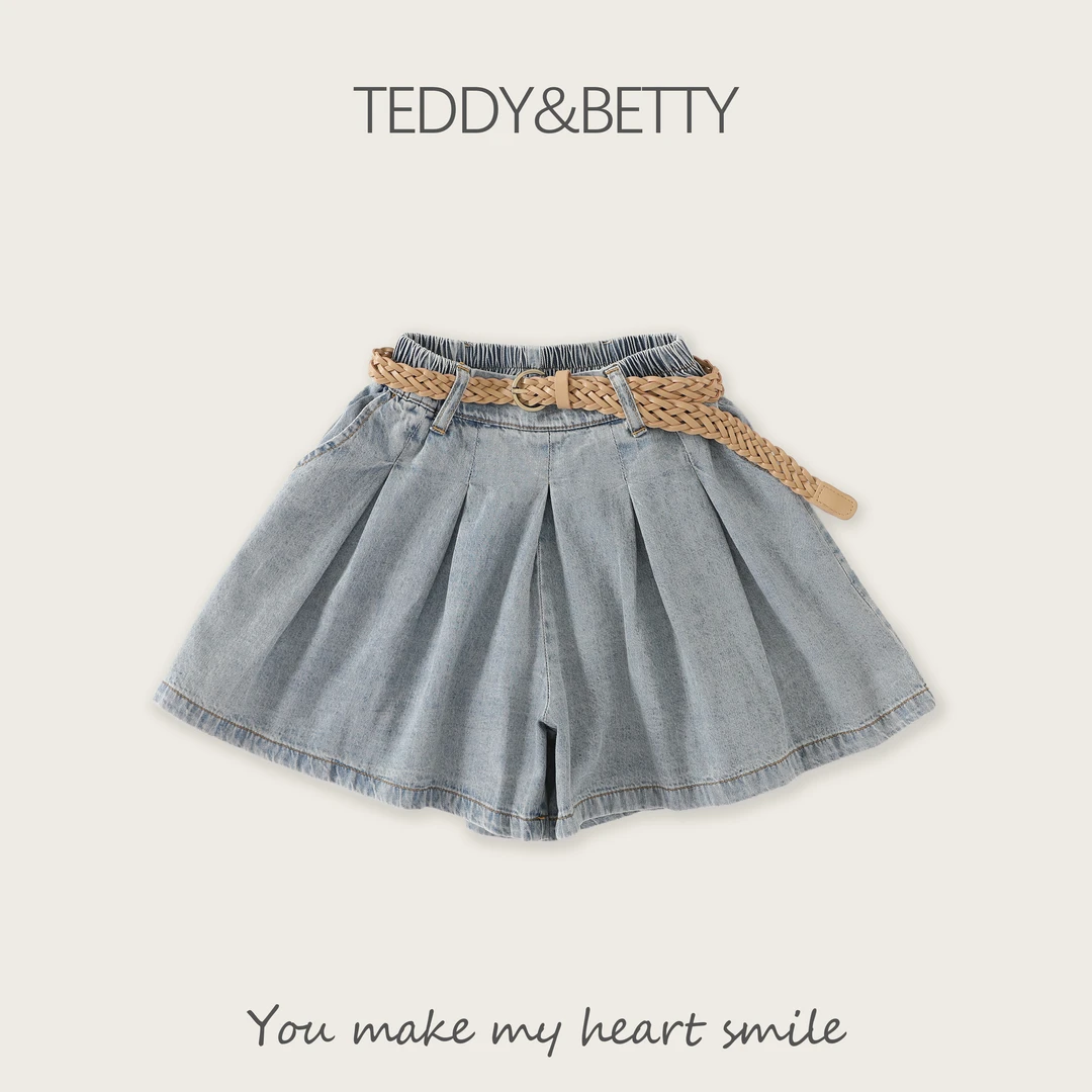 2025新款夏季女童百褶裙女仔短裤时尚百搭韩版薄款牛仔065
