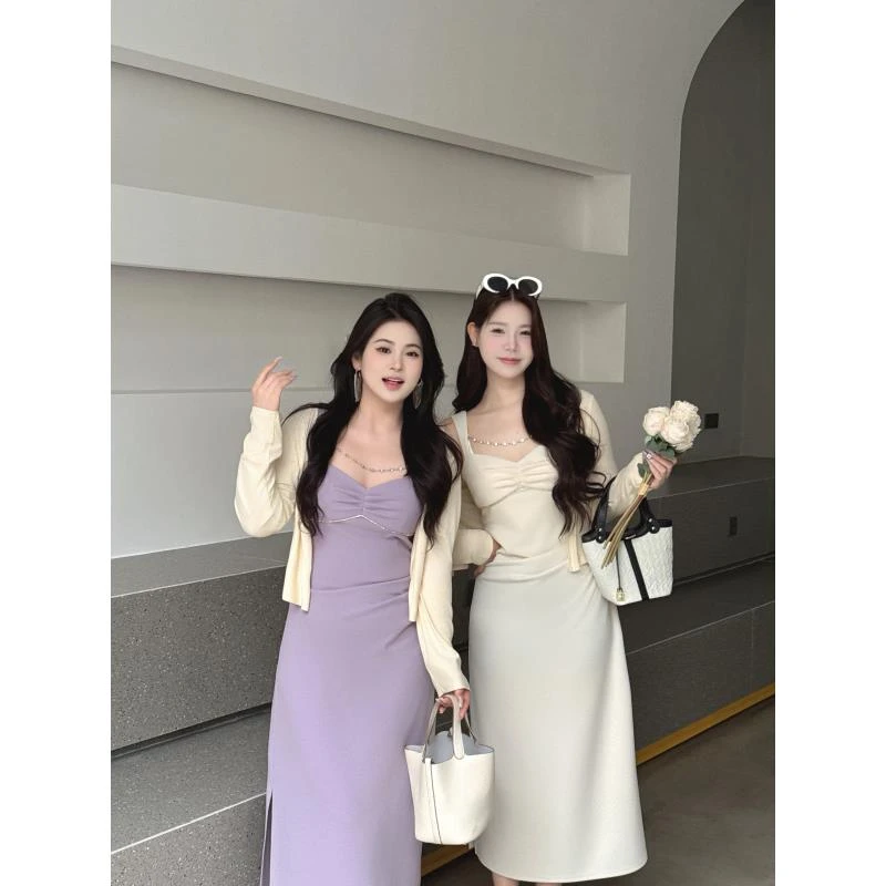 现货【赫饰】欧若风胖MM大码气质开衫+连衣裙两件套888D+02108D