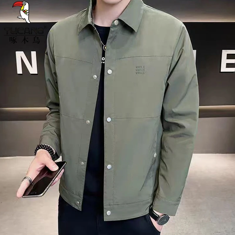春季男士夹克外套潮流高级感翻领男装休闲外衣2-