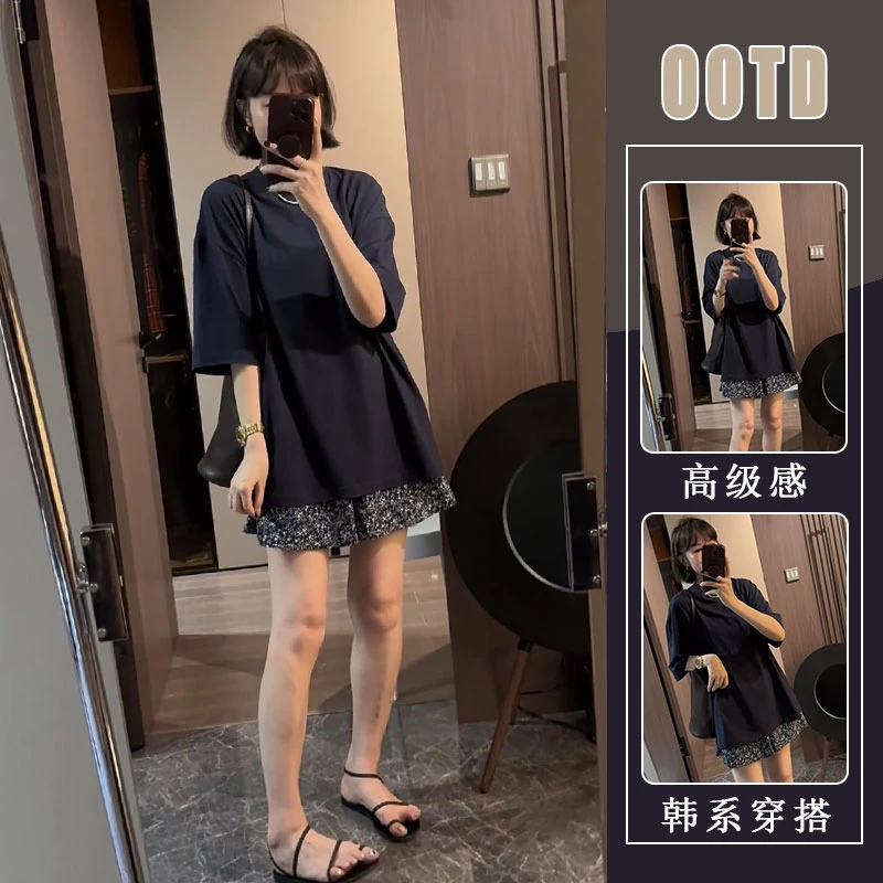 夏装搭配一整套穿搭夏季新款设计感纯色短袖上衣女显瘦短裤两件套