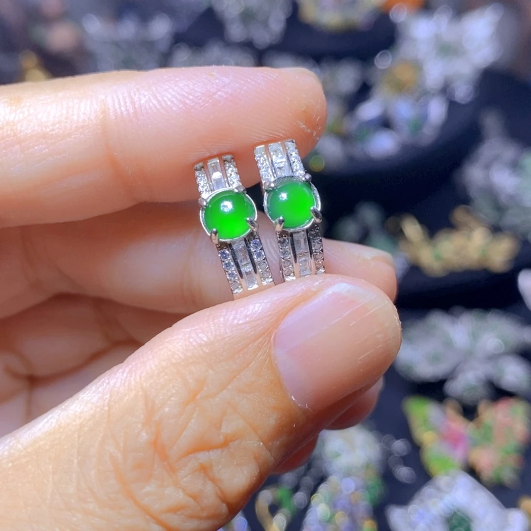 翡翠银S925镶嵌吊坠(不含链)天然资源