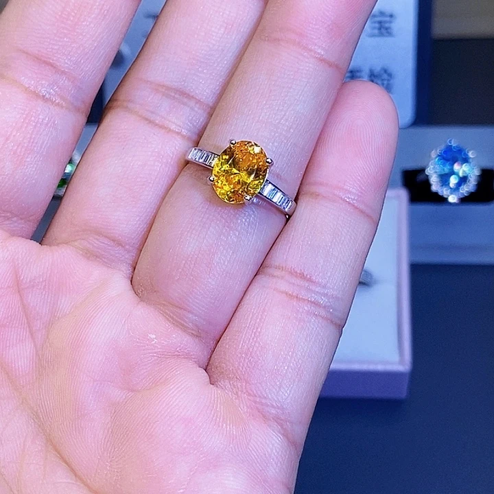 戒指银S925镶嵌碧玺