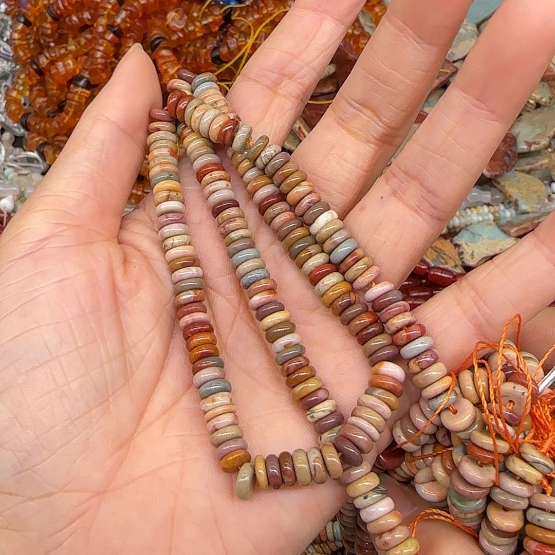 玛瑙/玉髓合金珠宝半成品阿拉善6mm算盘一条