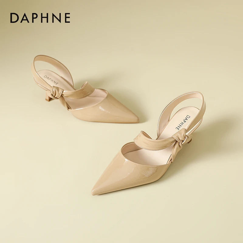 达芙妮法式时尚尖头凉鞋女2025夏季新款细跟包头气质名媛风高跟鞋