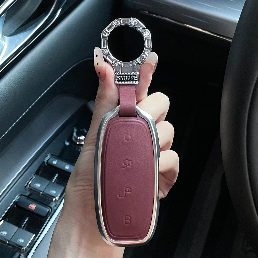 腾势钥匙套D9汽车N8保护壳X7扣真皮金属高档包男女士专用22-25款