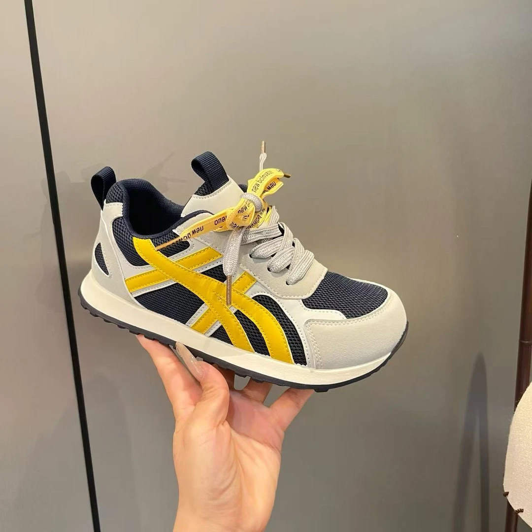 芒果头德训鞋女时尚拼色软底2025早秋新款内增高透气休闲运动鞋女