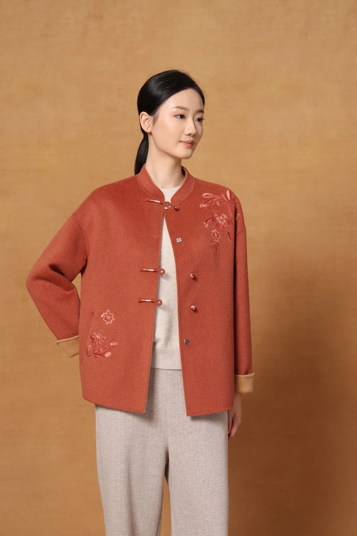 老美华冬季女士加大加小新中式优雅日常气质外套434212022