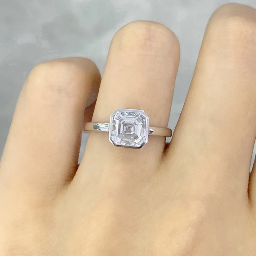 2.06克拉阿斯切形天然钻石戒指H色VS1净度18K金真钻戒婚戒20786