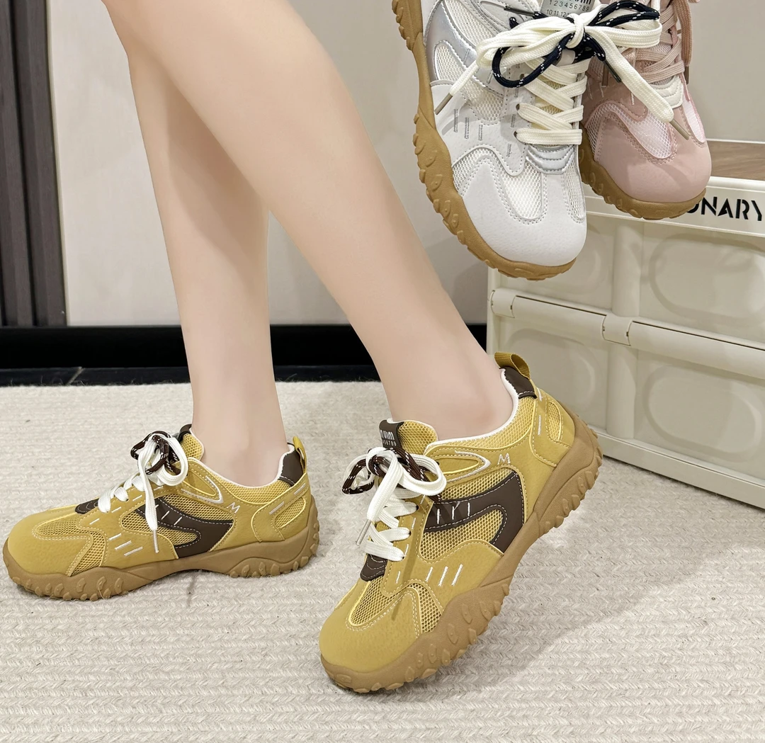 2025春夏季新款法式阿甘鞋，单层透气网面，德训内增高女鞋