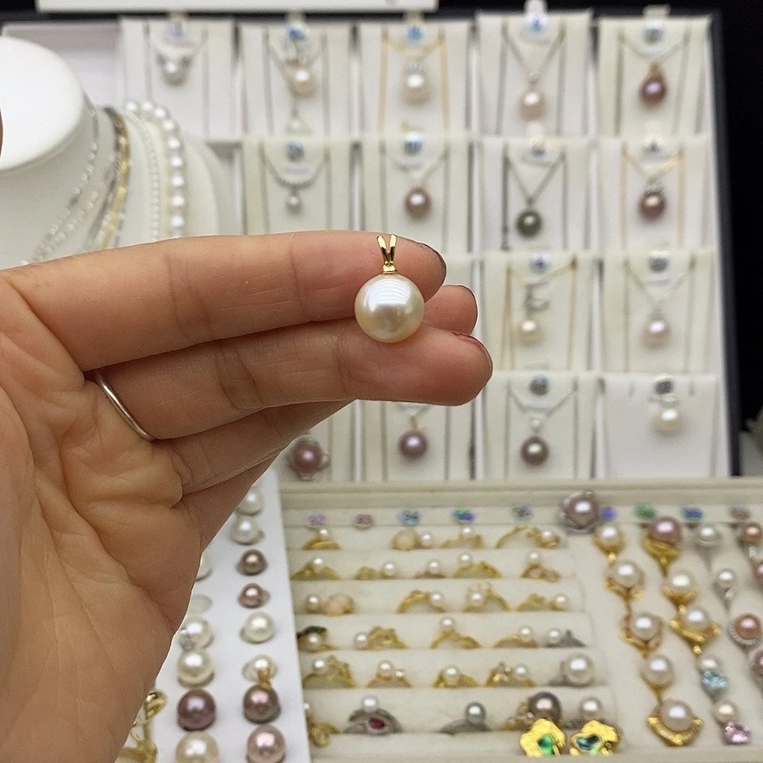 吊坠(不含链)银S925镶嵌淡水珍珠