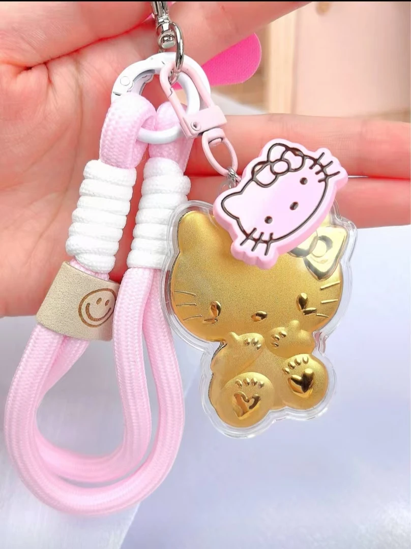 含金工艺品钥匙扣KT手机挂链送给女朋友正版hello kitty挂件