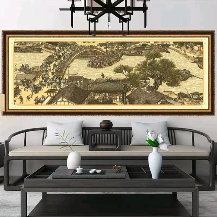 中国传世名画3米大格清明上河图宋版十字绣大幅自绣满绣适合收藏