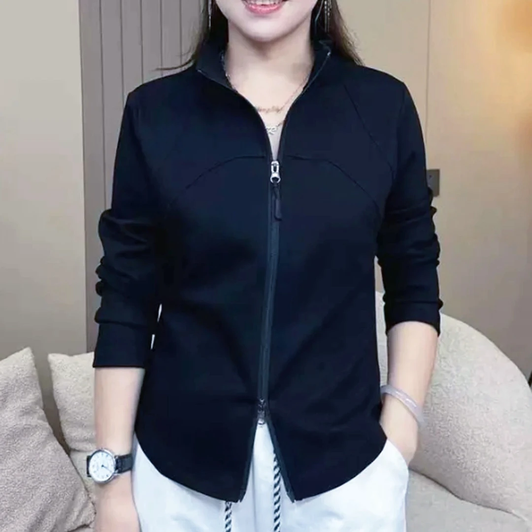 B16洋气时尚双拉链螺纹打底衫（衣长55左右）