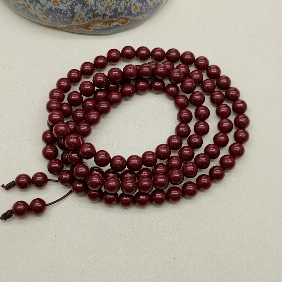 8mm 花蕊夫人 合香珠108项链-红- 圆珠项链 达人