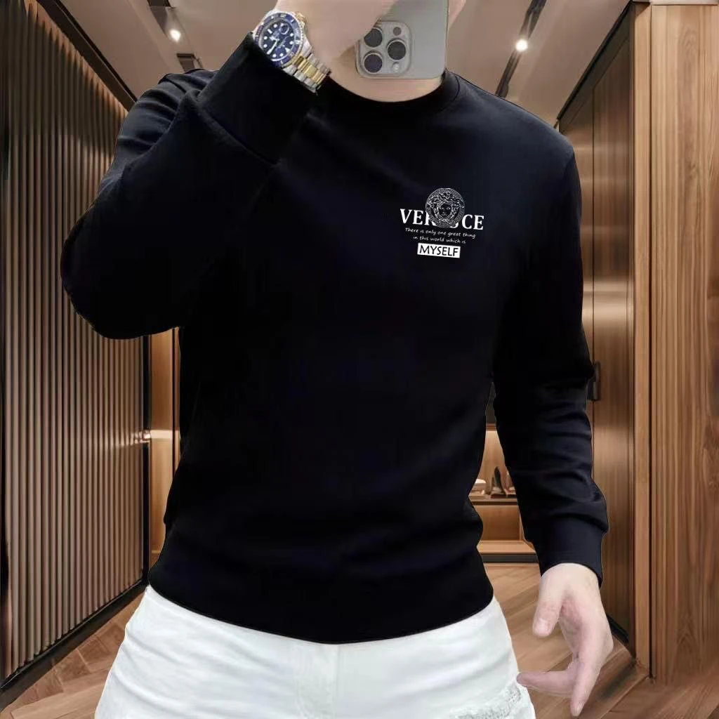 新款爆款秋冬高级感男装圆领卫衣外套轻奢加绒保暖上衣潮穿搭推荐