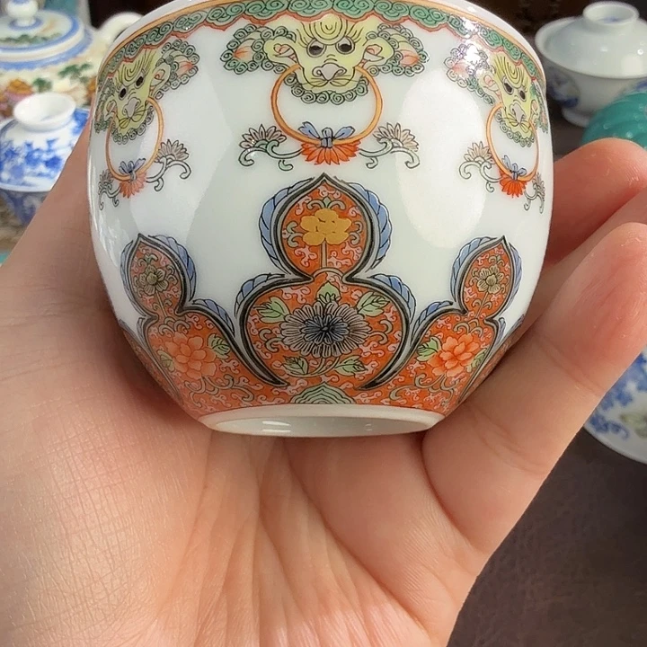 自牧堂古彩八面兽面纹