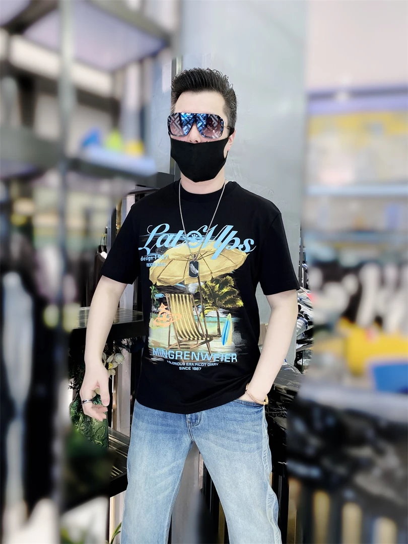 夏季男士上衣微阔短袖韩版个性高品质百搭半袖帅气圆领潮流休闲