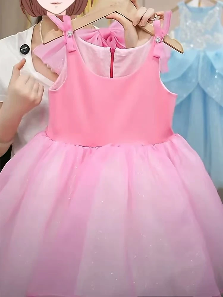 王心凌同款女童连衣裙夏季2025新款礼服公主裙女孩洋气网纱蓬蓬裙