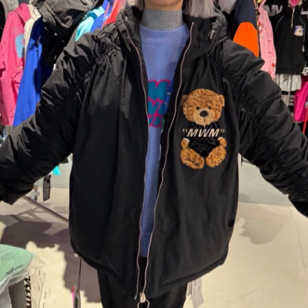 MWM 小熊黑色羽绒服男女同款