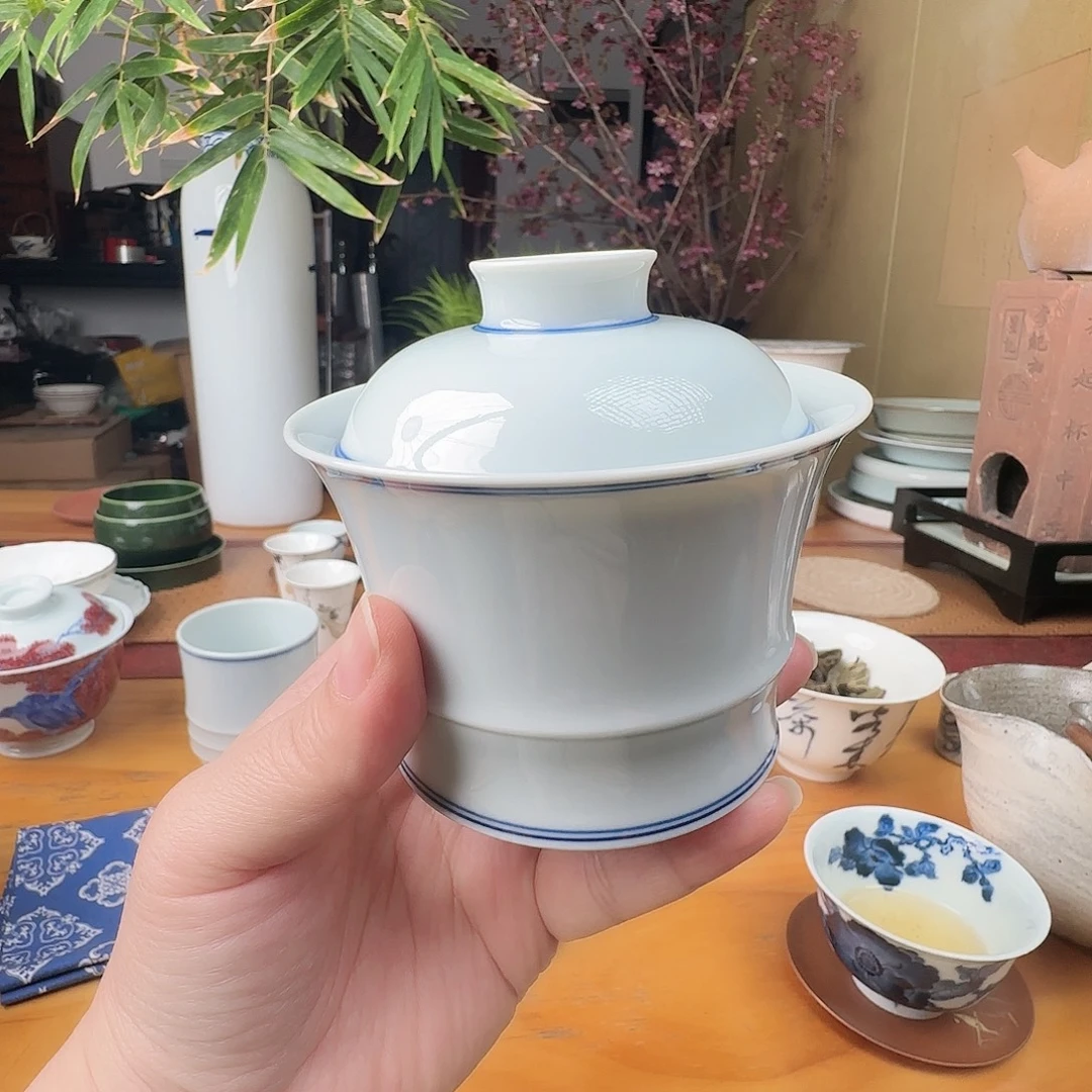 盖碗陶仿竹节盖碗