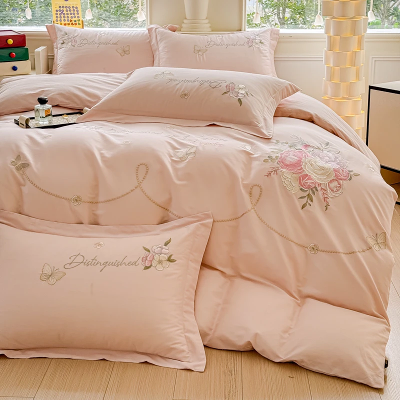 玖月 花想容 100%全棉刺绣四件套