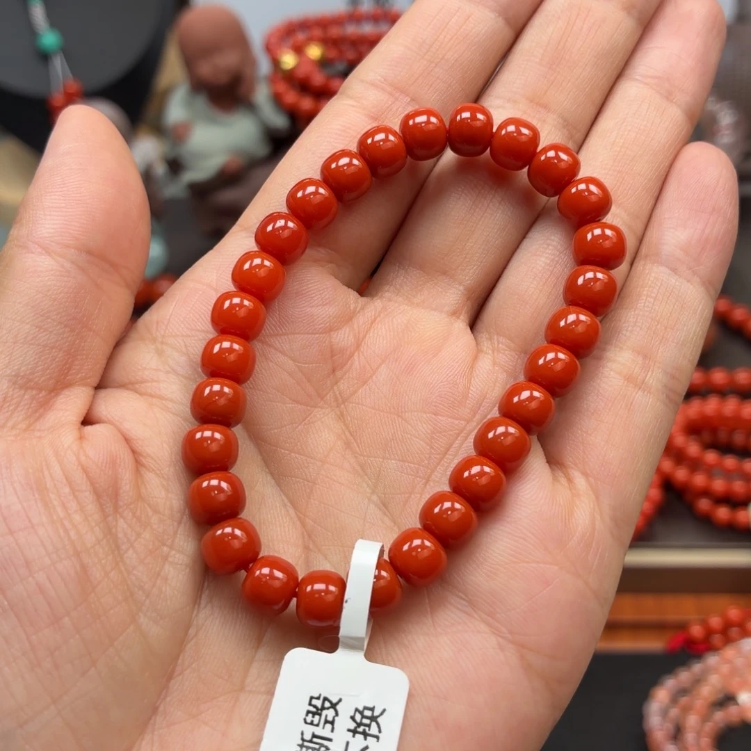 未镶嵌手串南红玛瑙保山原矿南红官坡柿子锦老型7+